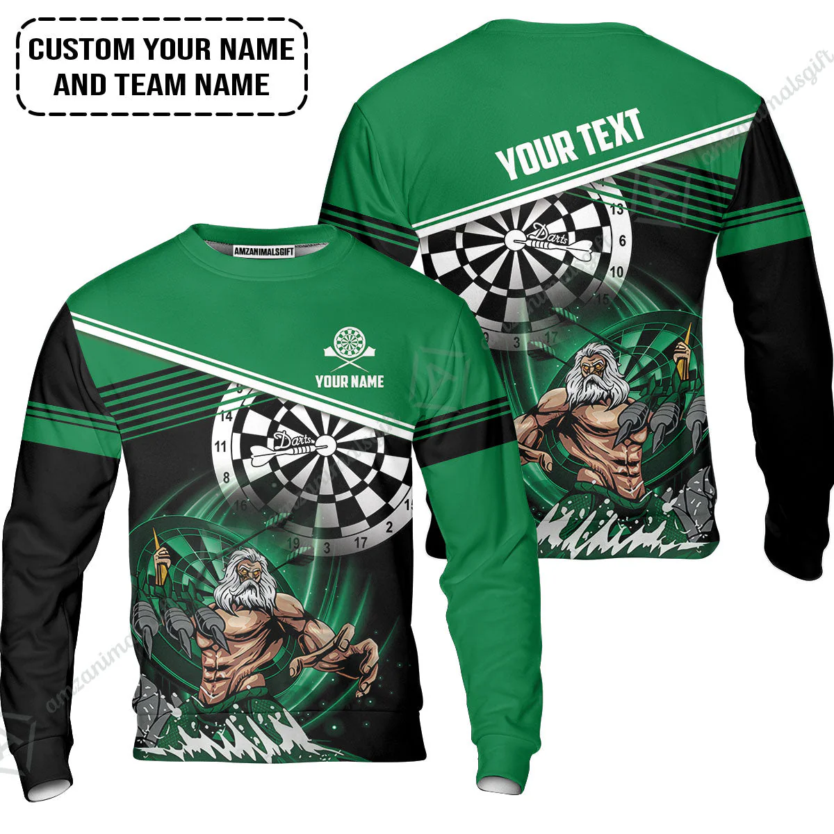 Customized Name & Text Darts Long Polo Shirt, Personalized Name Poseidon Darts Long Polo Shirt - Image 6