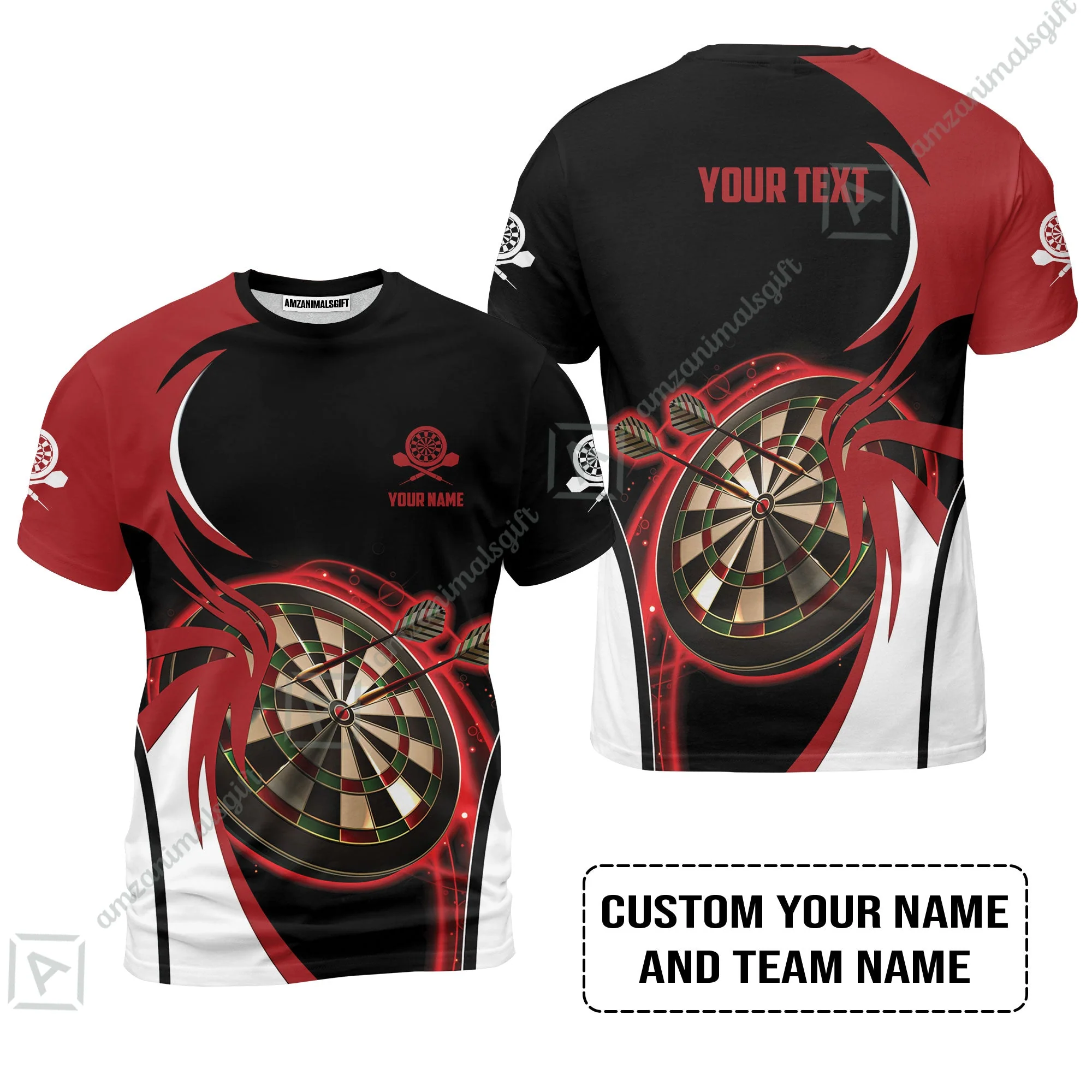 Customized Name & Text Darts Long Polo Shirt, Personalized Red Darts Uniforms Long Polo Shirt - Image 8