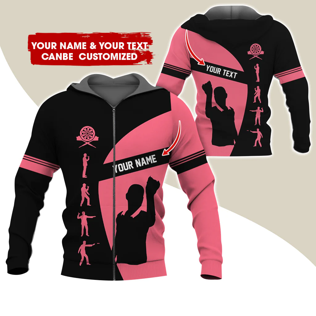 Customized Name & Text Darts Player Premium Zip Hoodie, Personalized Darts Team Zip Hoodie For Men & Women - Gift For Darts Lovers, Darts Players - Image 8