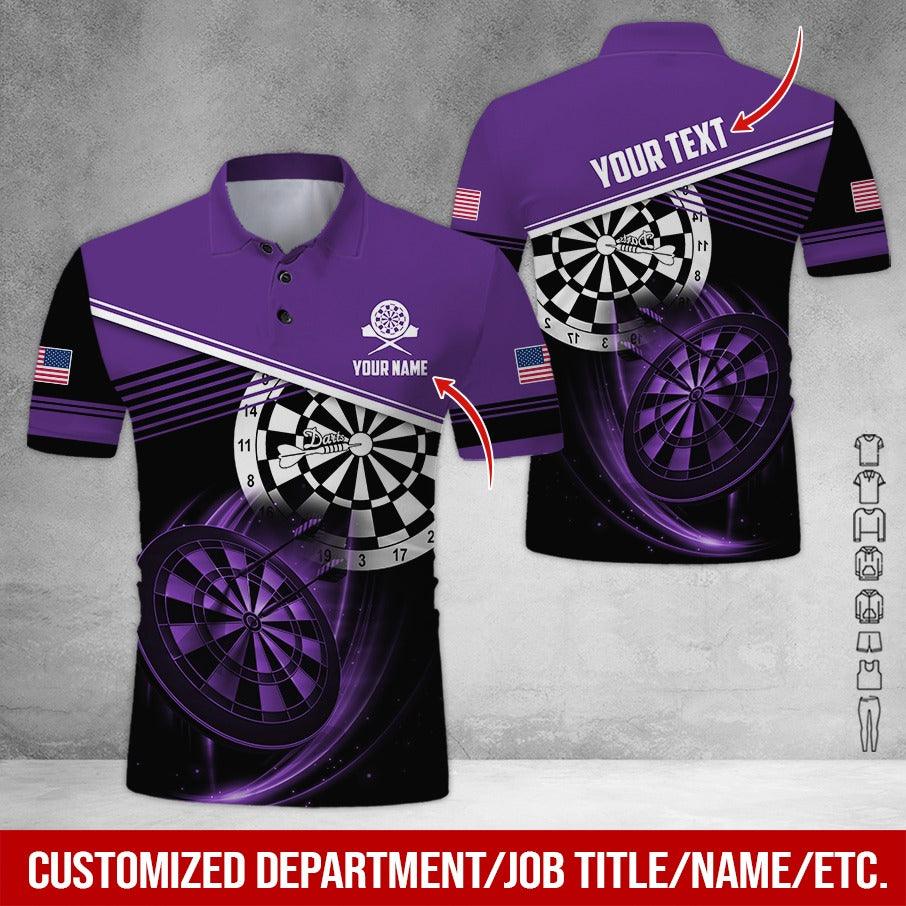 Customized Name & Text Darts Polo Shirt, American Flag Logo Personalized Name Darts Polo Shirt For Men - Perfect Gift For Darts Lovers, Darts Players - Image 9
