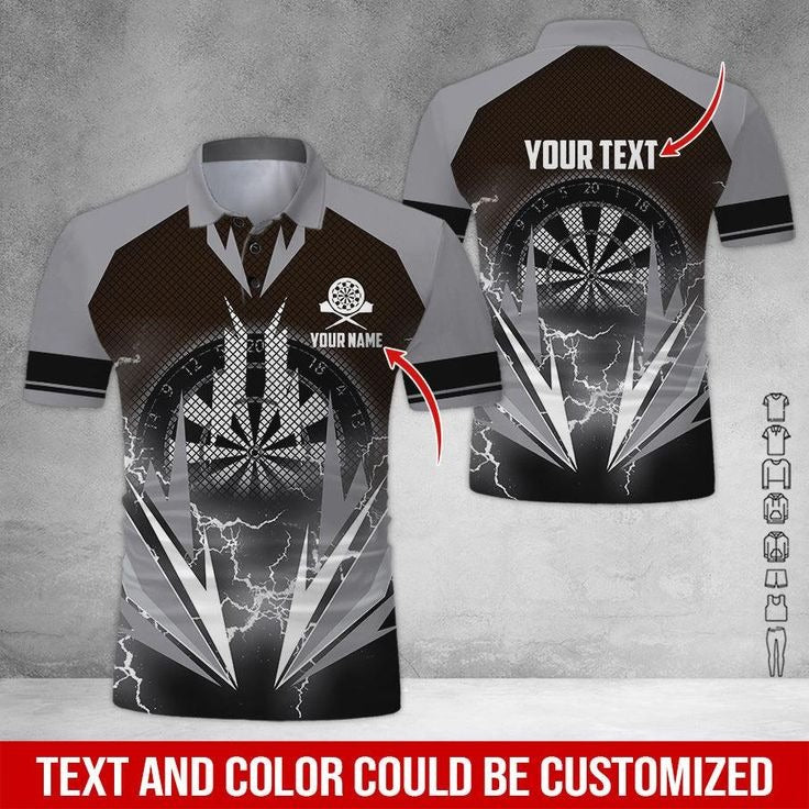 Customized Name & Text Darts Polo Shirt, Darts Lighting Personalized Darts Polo Shirt For Men - Perfect Gift For Darts Lovers, Darts Players - Image 11