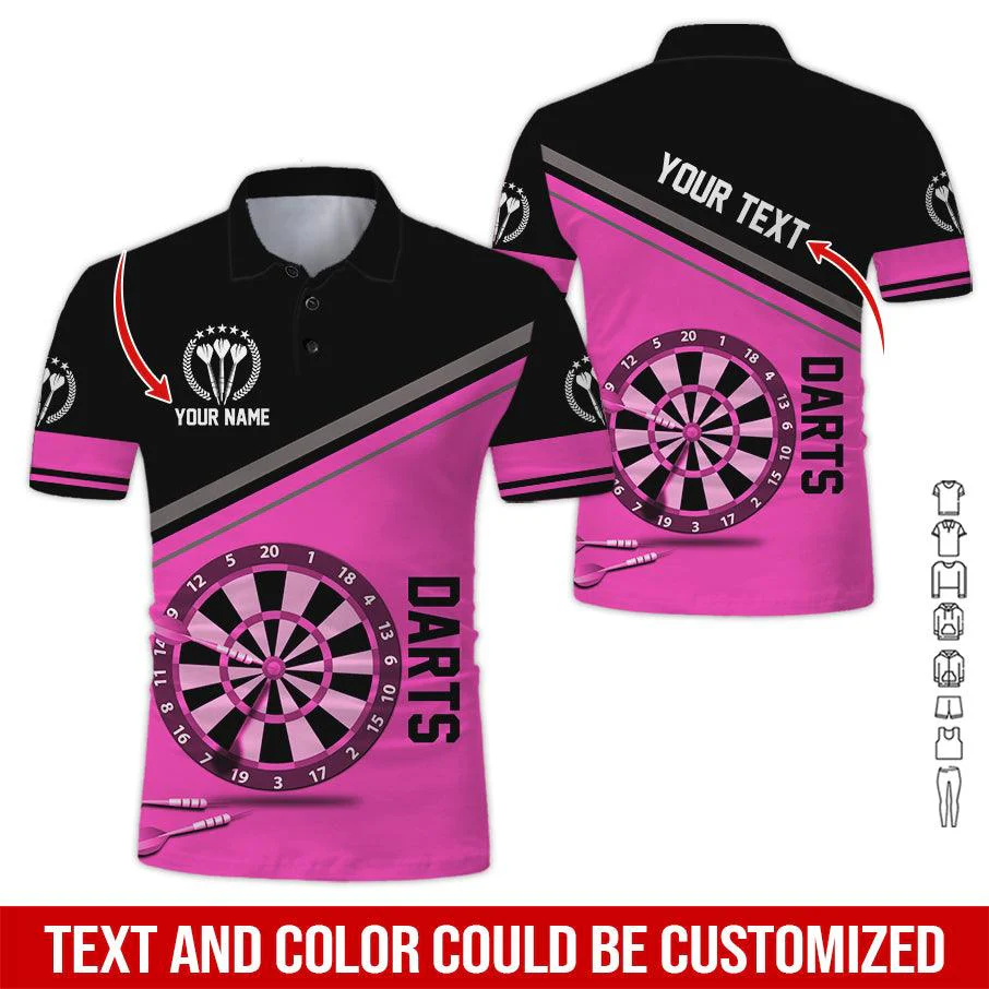 Customized Name & Text Darts Polo Shirt, Darts Personalized Name Polo Shirt For Men - Perfect Gift For Darts Lovers, Darts Players - Image 7