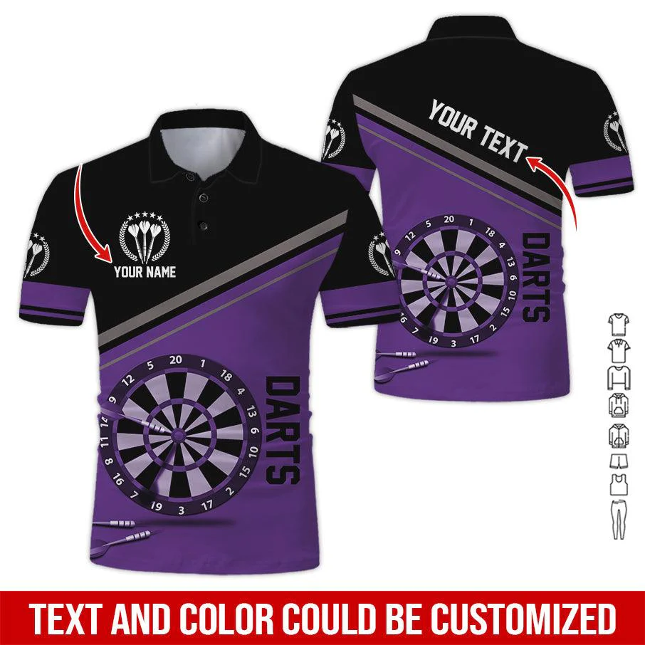 Customized Name & Text Darts Polo Shirt, Darts Personalized Name Polo Shirt For Men - Perfect Gift For Darts Lovers, Darts Players - Image 9