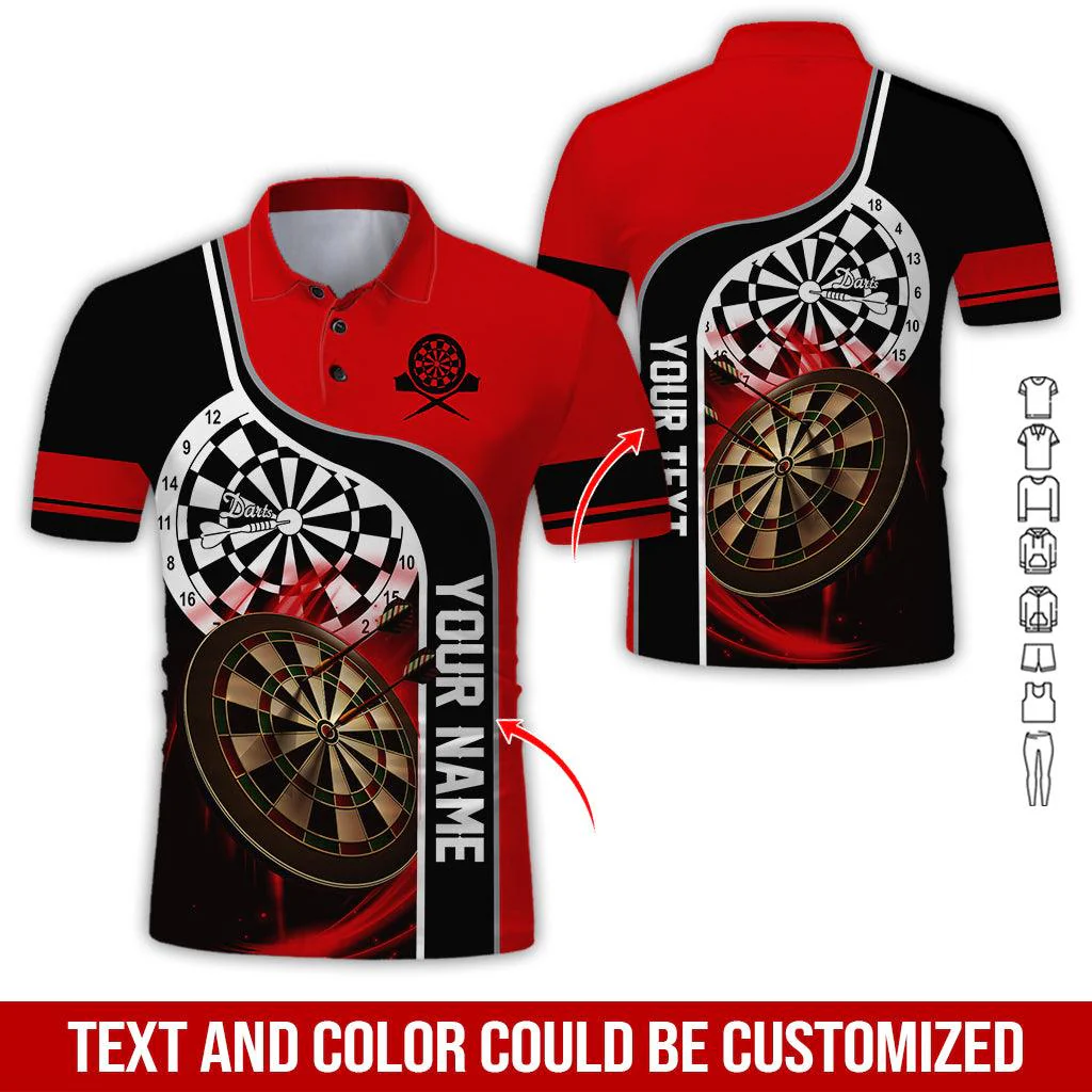 Customized Name & Text Darts Polo Shirt, Darts Personalized Name Polo Shirt For Men - Perfect Gift For Darts Lovers, Darts Players, Darts Team