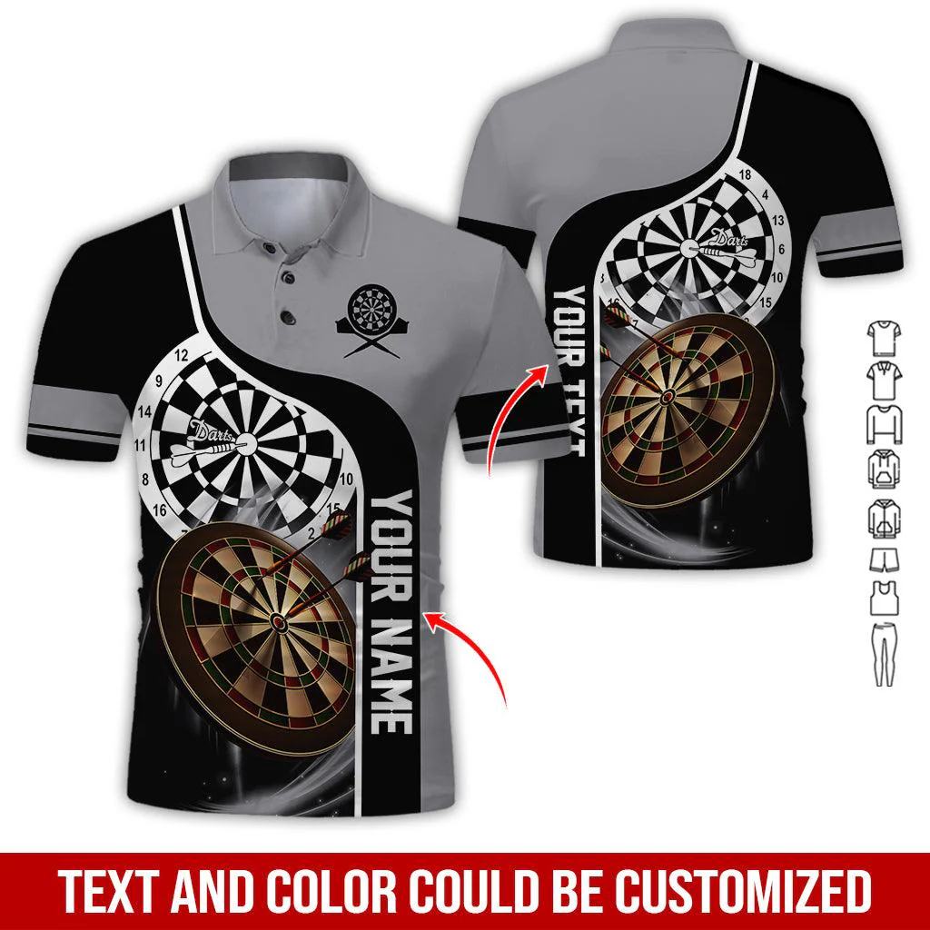 Customized Name & Text Darts Polo Shirt, Darts Personalized Name Polo Shirt For Men - Perfect Gift For Darts Lovers, Darts Players, Darts Team - Image 3