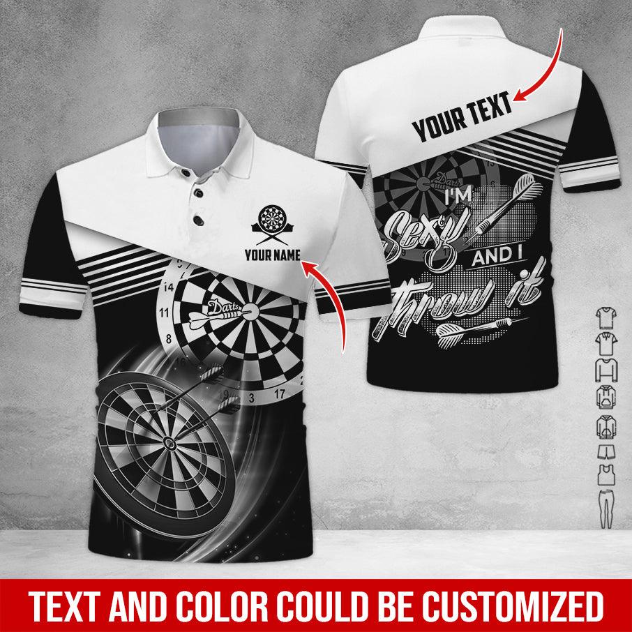 Customized Name & Text Darts Polo Shirt, I'm Sexy And I Throw It Personalized Darts Polo Shirt For Men - Perfect Gift For Darts Lovers, Darts Players - Image 11
