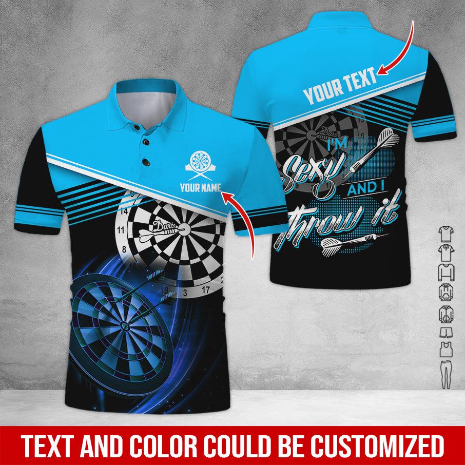 Customized Name & Text Darts Polo Shirt, I'm Sexy And I Throw It Personalized Darts Polo Shirt For Men - Perfect Gift For Darts Lovers, Darts Players - Image 2