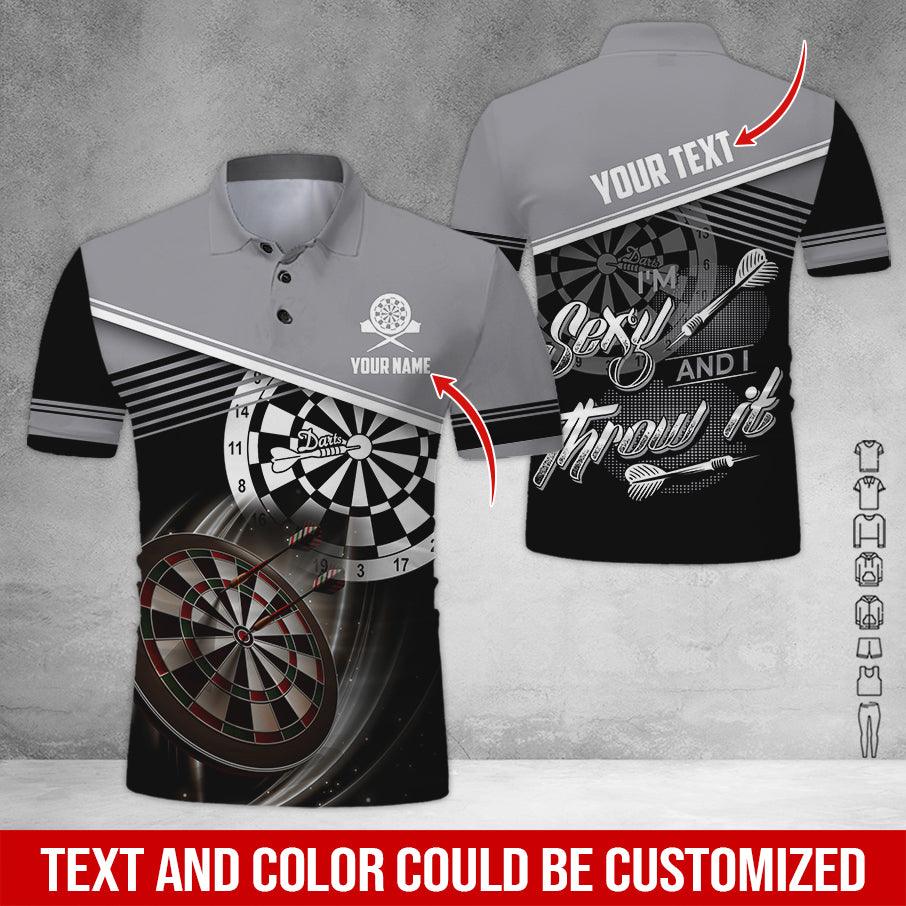 Customized Name & Text Darts Polo Shirt, I'm Sexy And I Throw It Personalized Darts Polo Shirt For Men - Perfect Gift For Darts Lovers, Darts Players - Image 3