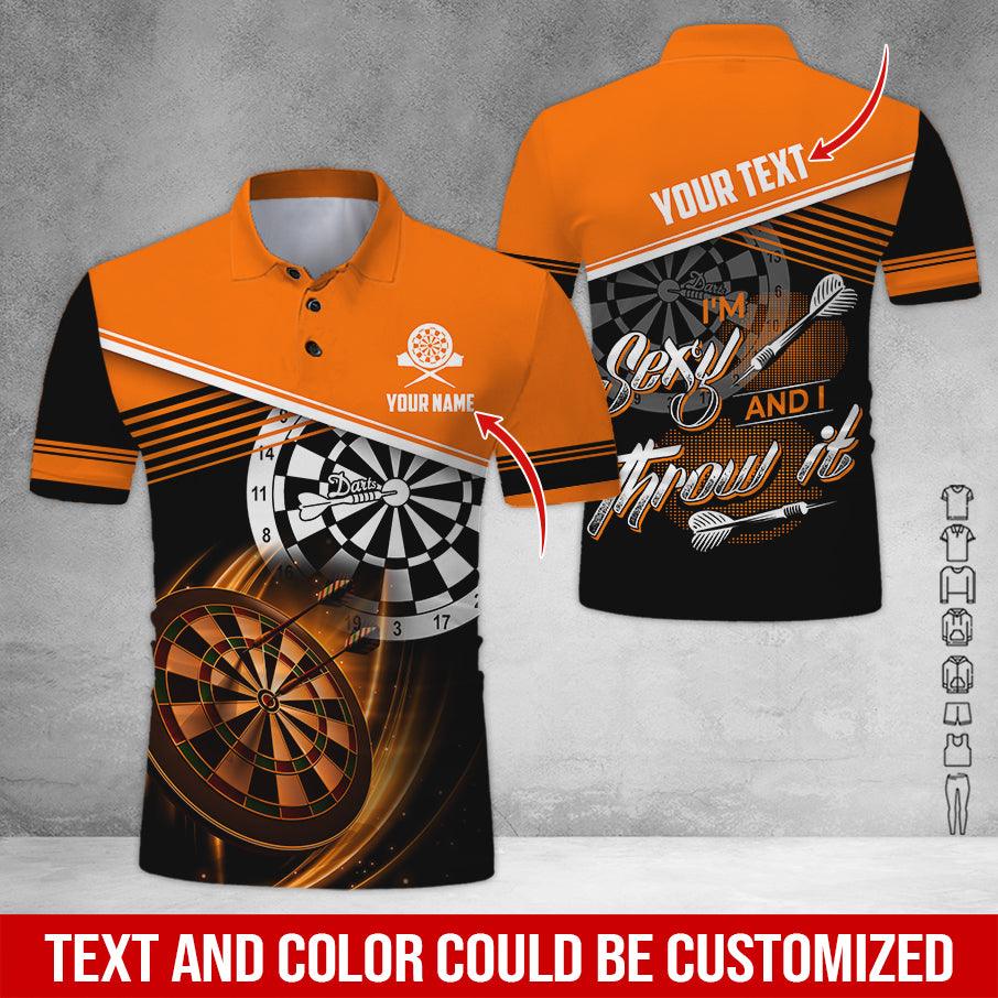 Customized Name & Text Darts Polo Shirt, I'm Sexy And I Throw It Personalized Darts Polo Shirt For Men - Perfect Gift For Darts Lovers, Darts Players - Image 7