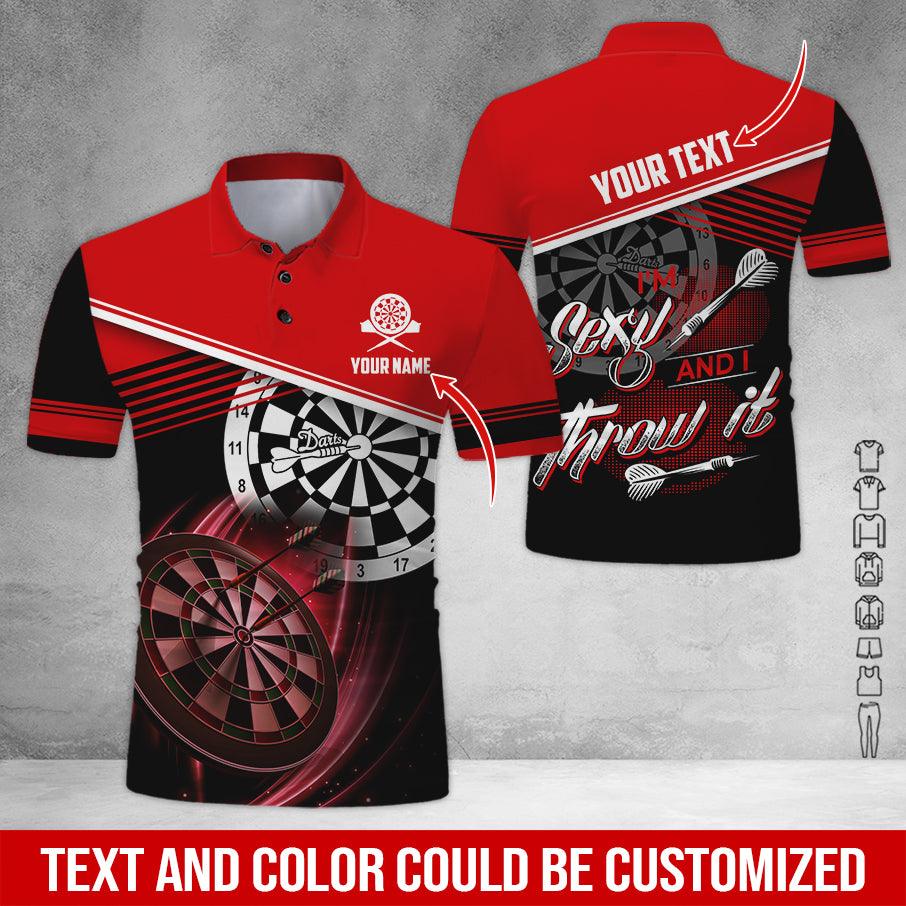 Customized Name & Text Darts Polo Shirt, I'm Sexy And I Throw It Personalized Darts Polo Shirt For Men - Perfect Gift For Darts Lovers, Darts Players - Image 9