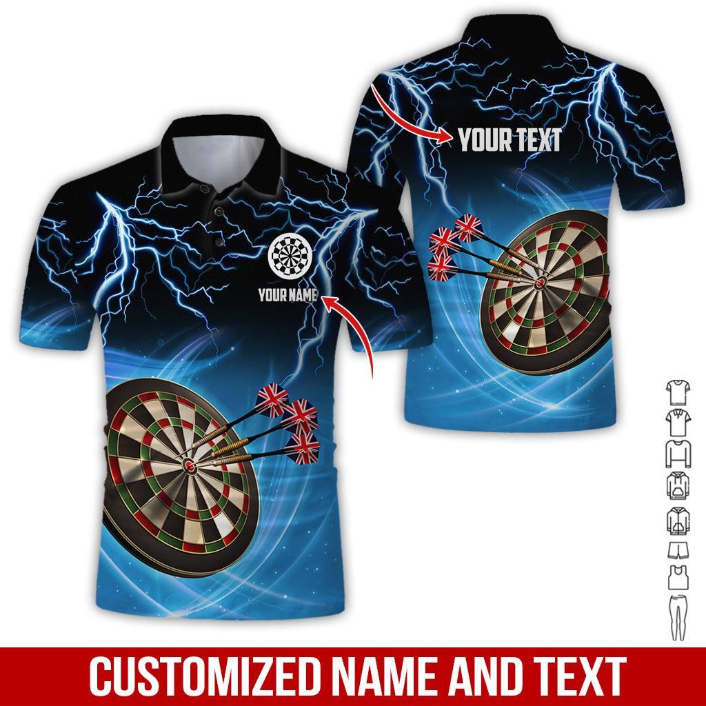 Customized Name & Text Darts Polo Shirt, Kingdom of England Darts Personalized Darts Polo Shirt For Men - Perfect Gift For Darts Lovers, Darts Players