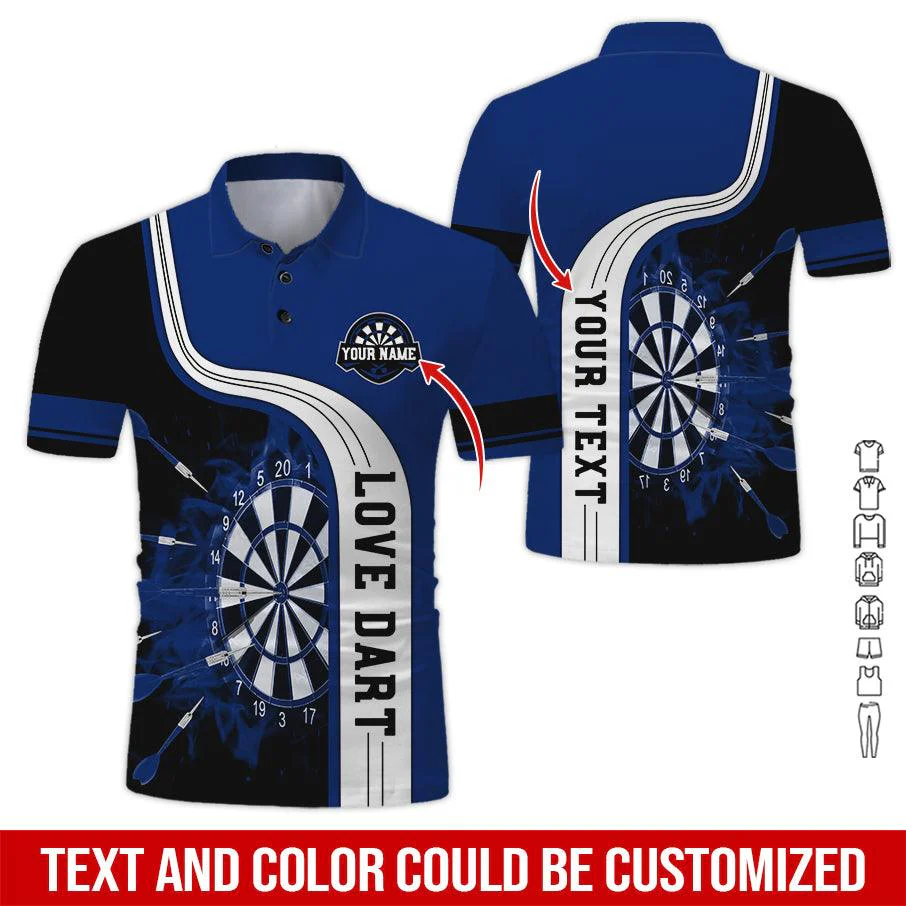 Customized Name & Text Darts Polo Shirt, Love Darts Personalized Name Darts Polo Shirt For Men - Perfect Gift For Darts Lovers, Darts Players - Image 6