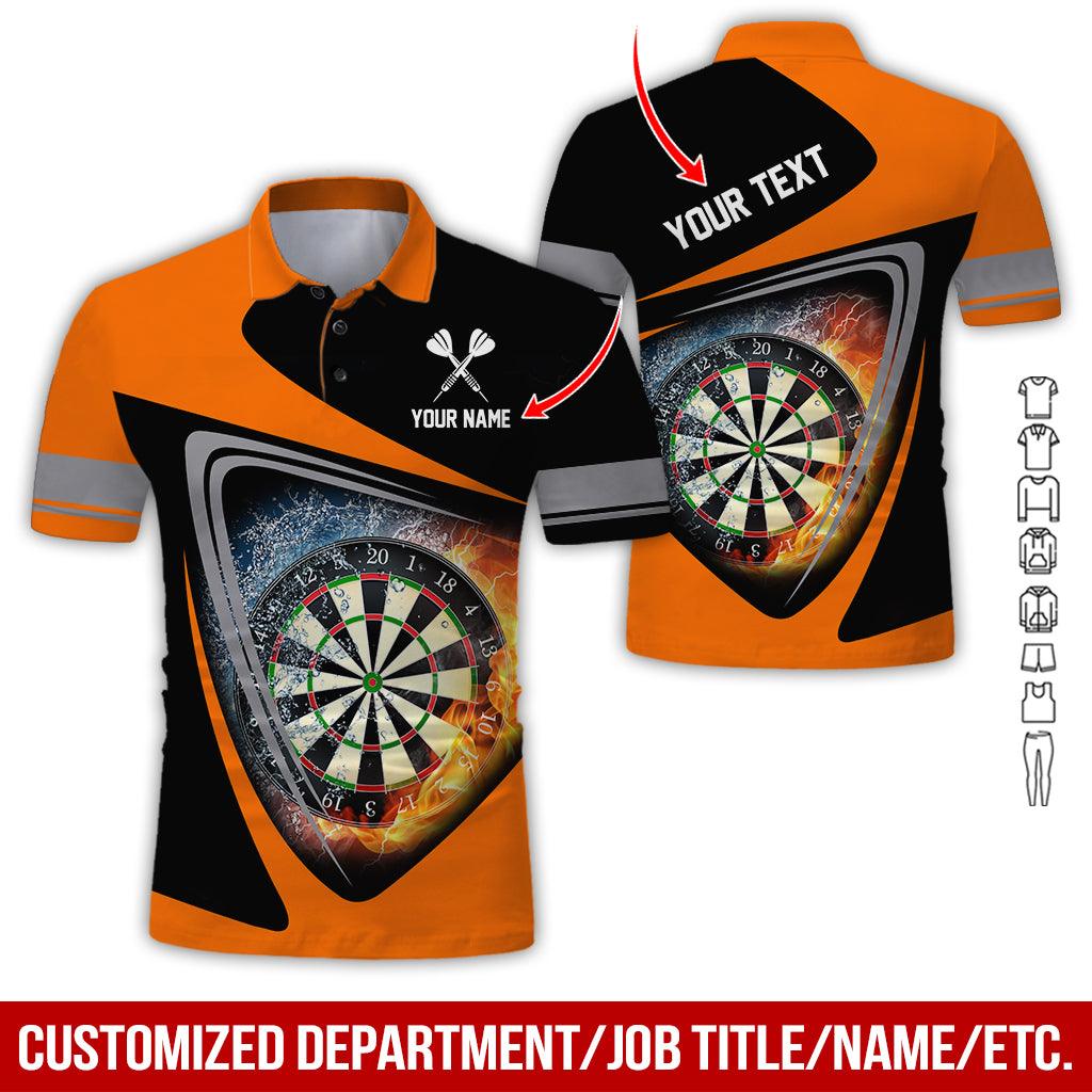 Customized Name & Text Darts Polo Shirt, Personalized Darts Flame Polo Shirt For Men - Perfect Gift For Darts Lovers, Darts Players - Image 3