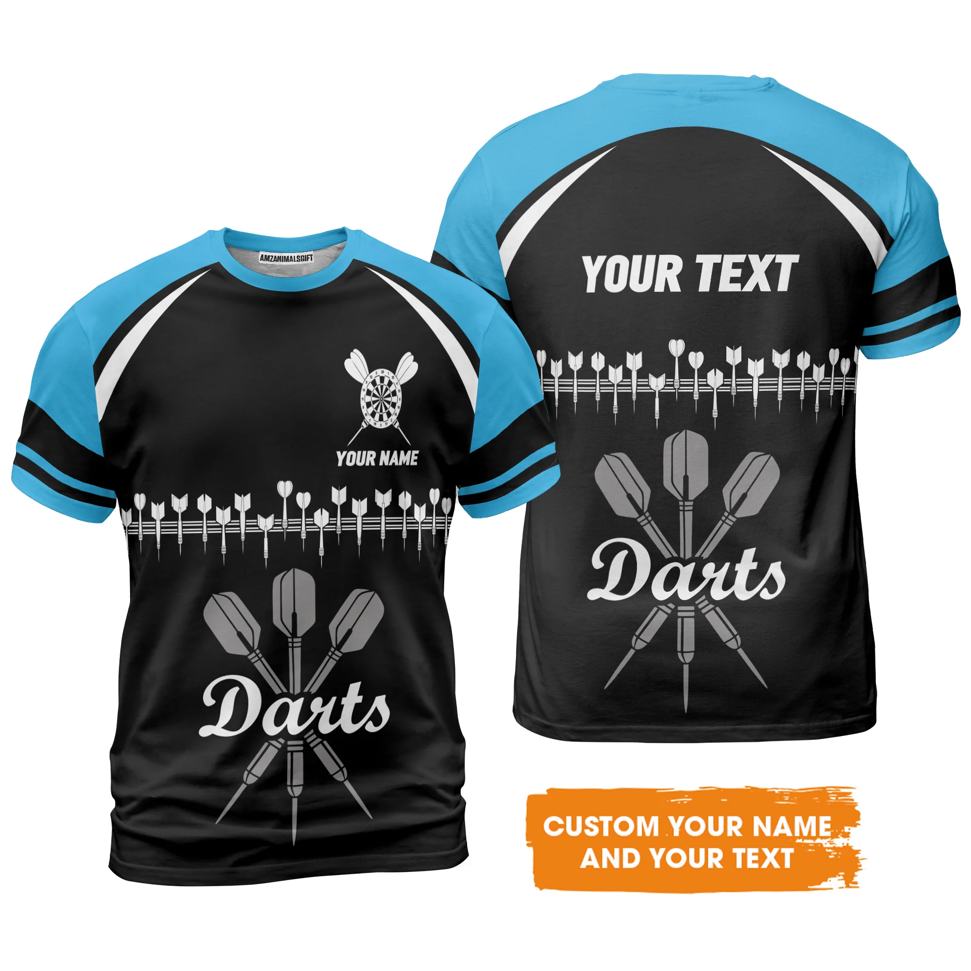 Customized Name & Text Darts Polo Shirt, Personalized Darts Team Blue Polo Shirt - Perfect Gift For Darts Lovers - Image 4