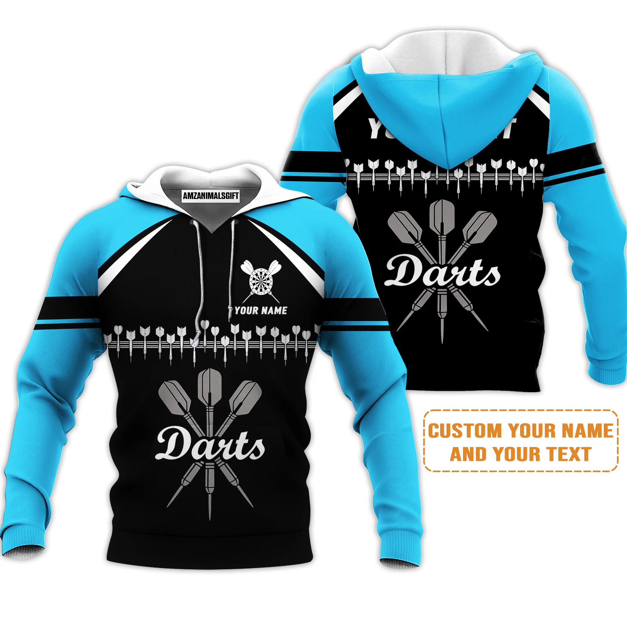 Customized Name & Text Darts Polo Shirt, Personalized Darts Team Blue Polo Shirt - Perfect Gift For Darts Lovers - Image 5