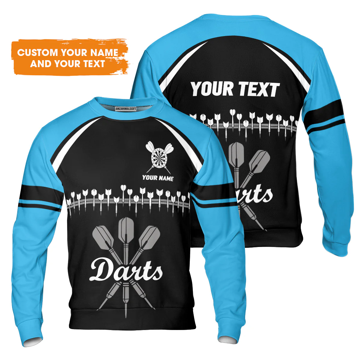 Customized Name & Text Darts Polo Shirt, Personalized Darts Team Blue Polo Shirt - Perfect Gift For Darts Lovers - Image 6