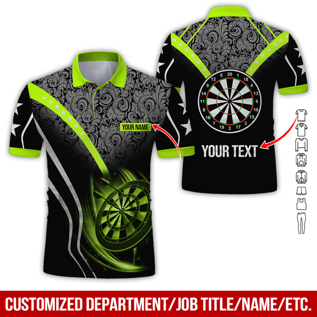 Customized Name & Text Darts Polo Shirt, Personalized Name Dartboard Polo Shirt For Men - Perfect Gift For Darts Lovers, Darts Players - Image 3