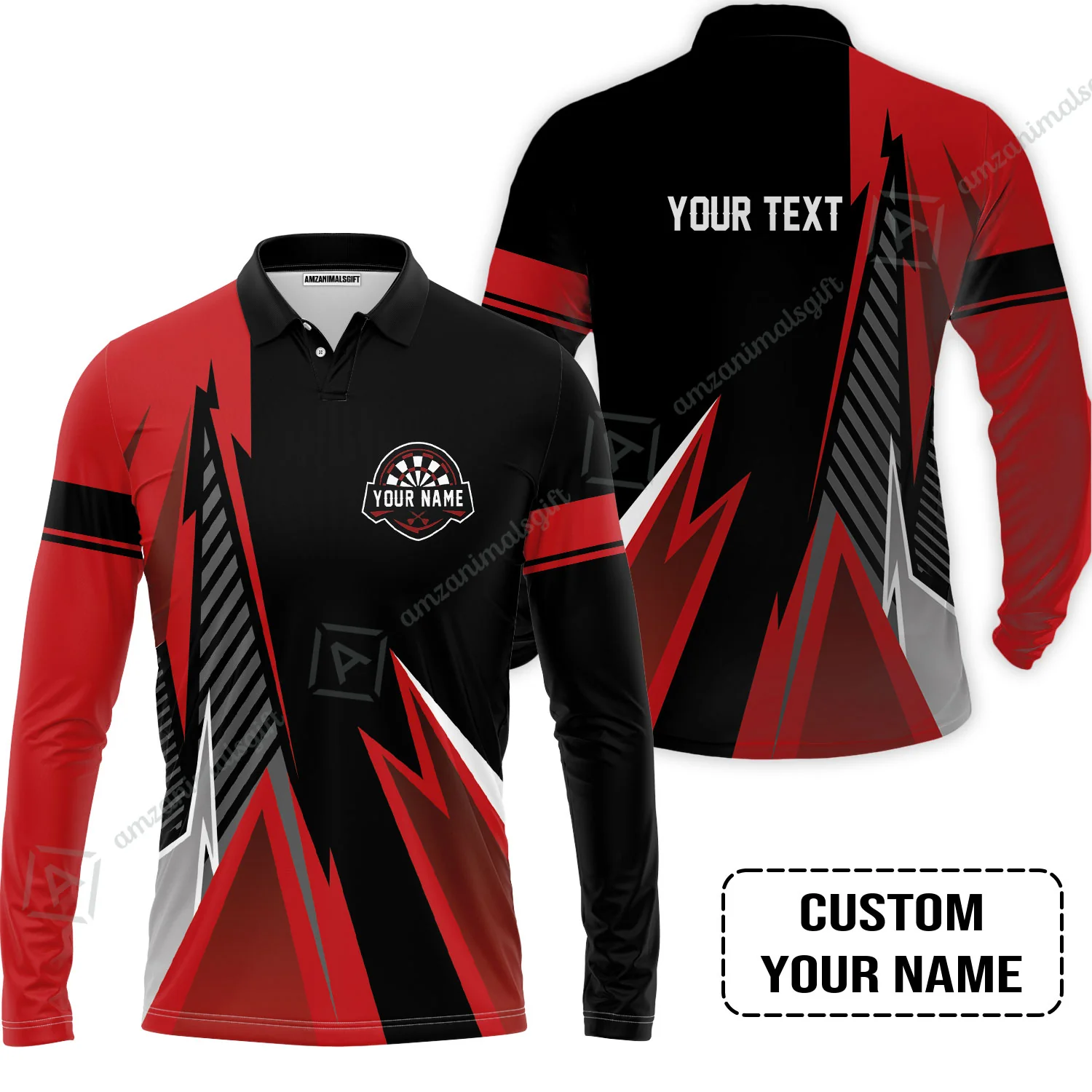 Customized Name & Text Darts Polo Shirt, Personalized Name Darts Polo Shirt - Image 3