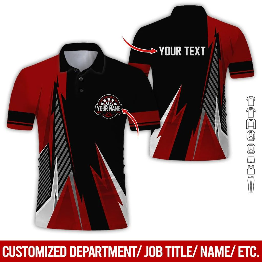 Customized Name & Text Darts Polo Shirt, Personalized Name Darts Polo Shirt For Men - Perfect Gift For Darts Lovers, Darts Players, Darts Team - Image 5
