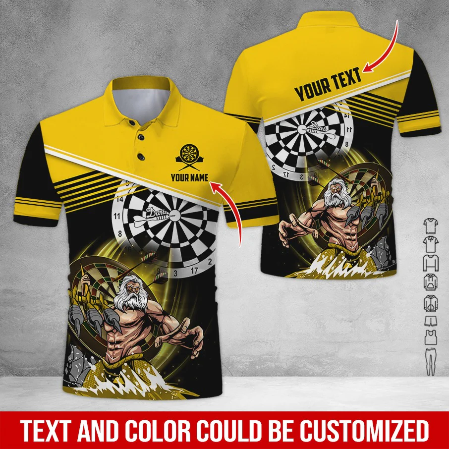 Customized Name & Text Darts Polo Shirt, Personalized Name Poseidon Darts Polo Shirt For Men - Perfect Gift For Darts Lovers, Darts Players - Image 5