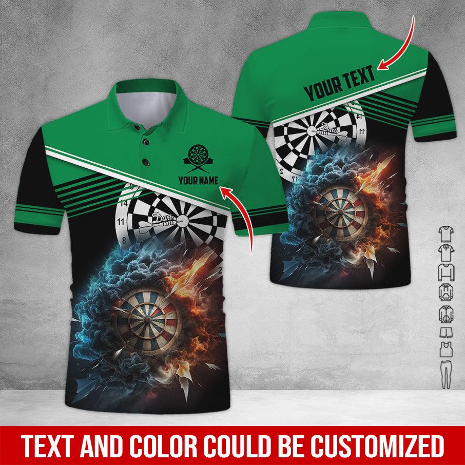 Customized Name & Text Darts Polo Shirt, Personalized Name Smoke Dartboard Polo Shirt For Men - Perfect Gift For Darts Lovers, Darts Players