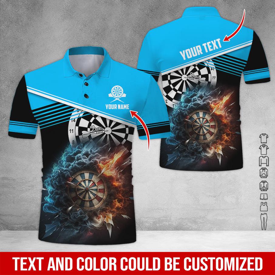 Customized Name & Text Darts Polo Shirt, Personalized Name Smoke Dartboard Polo Shirt For Men - Perfect Gift For Darts Lovers, Darts Players - Image 2