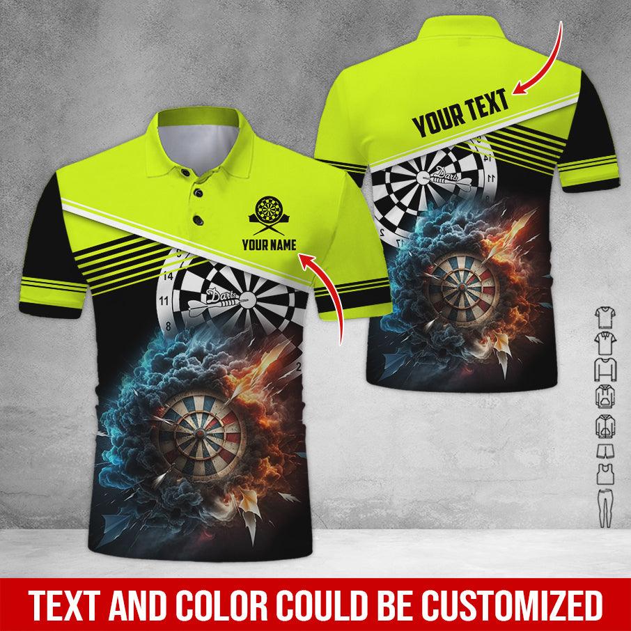 Customized Name & Text Darts Polo Shirt, Personalized Name Smoke Dartboard Polo Shirt For Men - Perfect Gift For Darts Lovers, Darts Players - Image 4