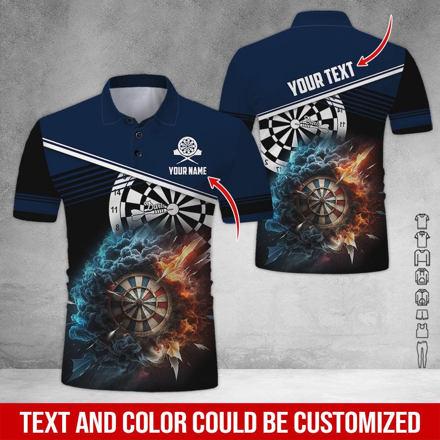 Customized Name & Text Darts Polo Shirt, Personalized Name Smoke Dartboard Polo Shirt For Men - Perfect Gift For Darts Lovers, Darts Players - Image 5
