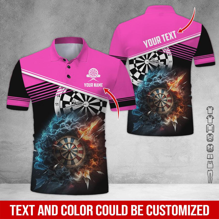 Customized Name & Text Darts Polo Shirt, Personalized Name Smoke Dartboard Polo Shirt For Men - Perfect Gift For Darts Lovers, Darts Players - Image 6