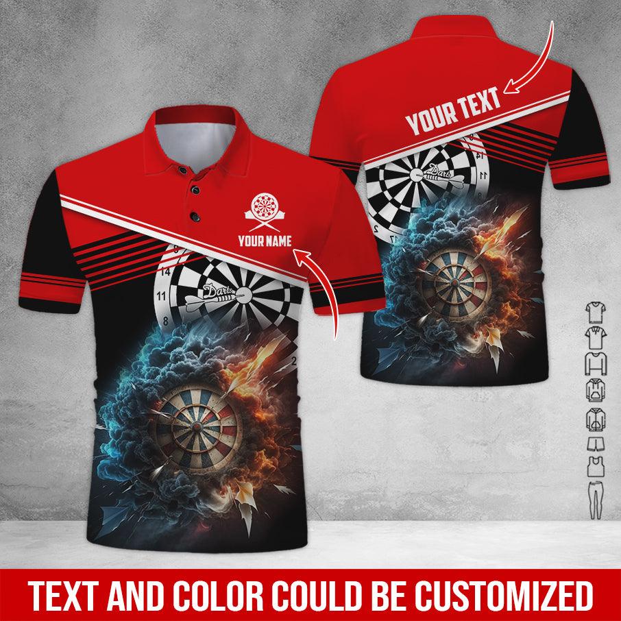 Customized Name & Text Darts Polo Shirt, Personalized Name Smoke Dartboard Polo Shirt For Men - Perfect Gift For Darts Lovers, Darts Players - Image 9