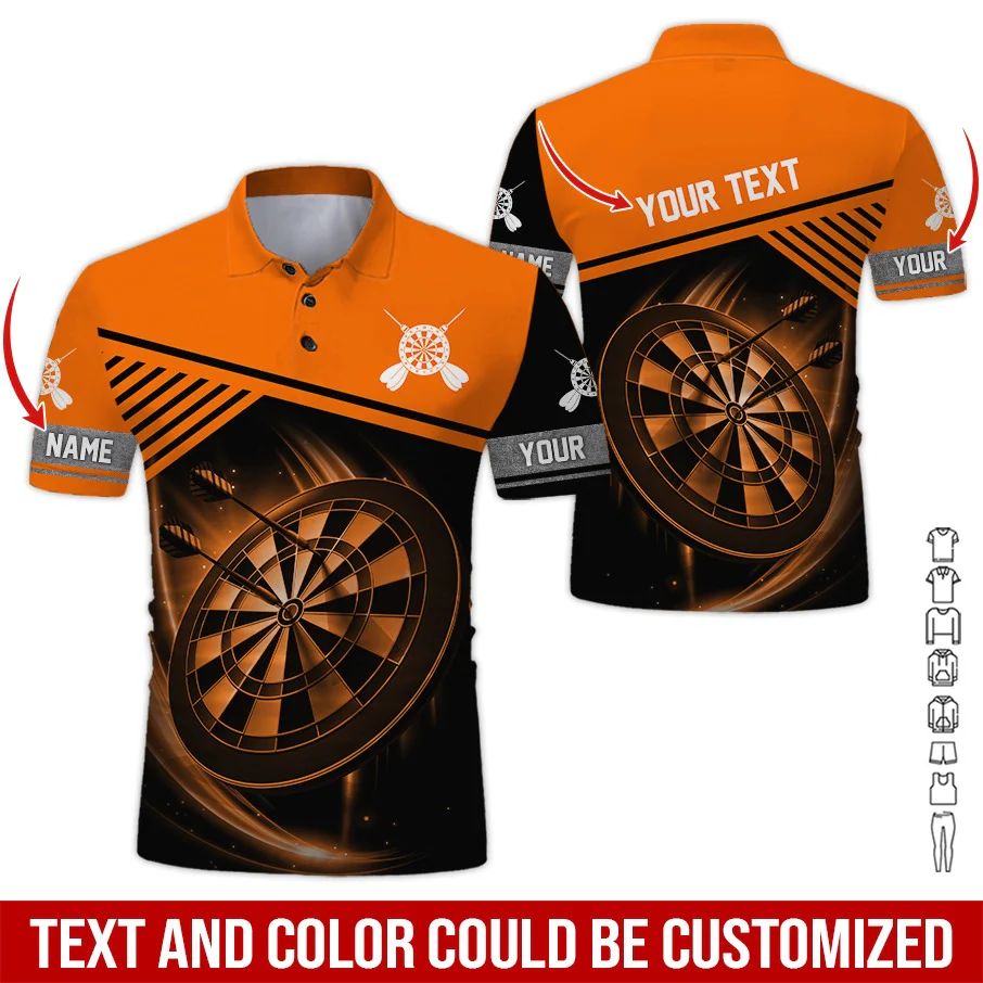 Customized Name & Text Darts Polo Shirts, I Love Darts Personalized Name Darts Polo Shirt For Men - Perfect Gift For Darts Lovers, Darts Players - Image 4