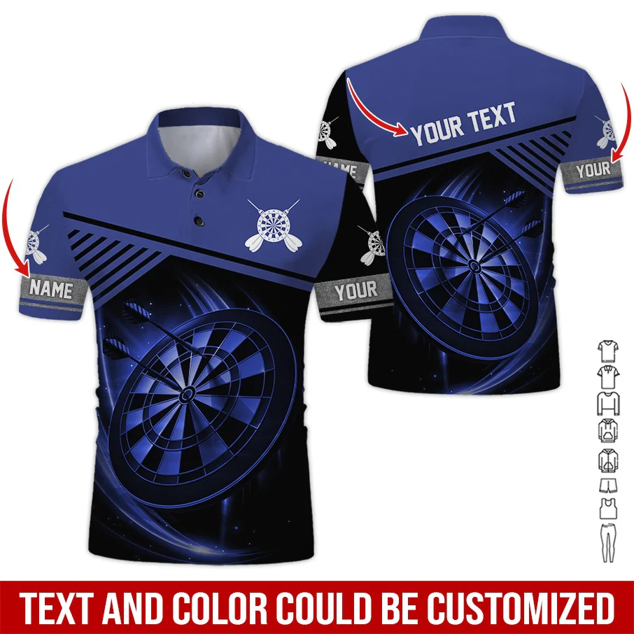 Customized Name & Text Darts Polo Shirts, I Love Darts Personalized Name Darts Polo Shirt For Men - Perfect Gift For Darts Lovers, Darts Players - Image 5