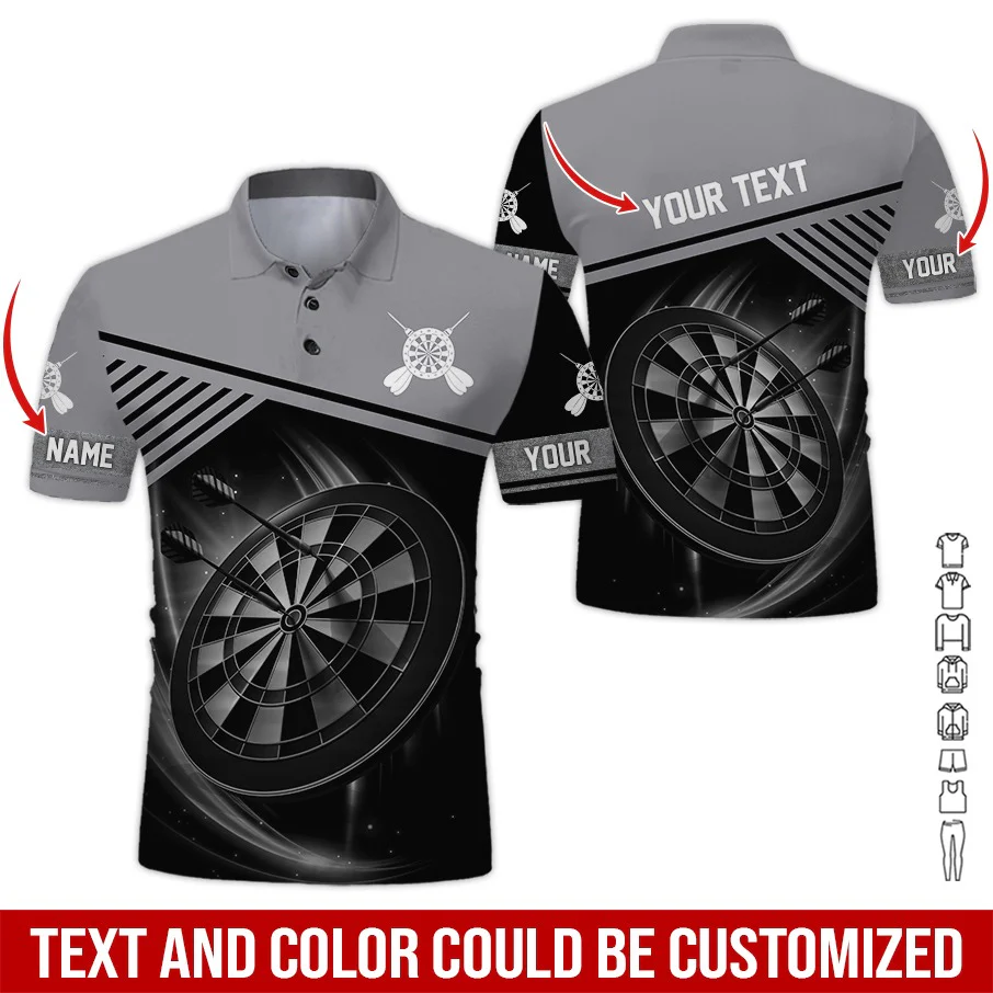 Customized Name & Text Darts Polo Shirts, I Love Darts Personalized Name Darts Polo Shirt For Men - Perfect Gift For Darts Lovers, Darts Players - Image 7
