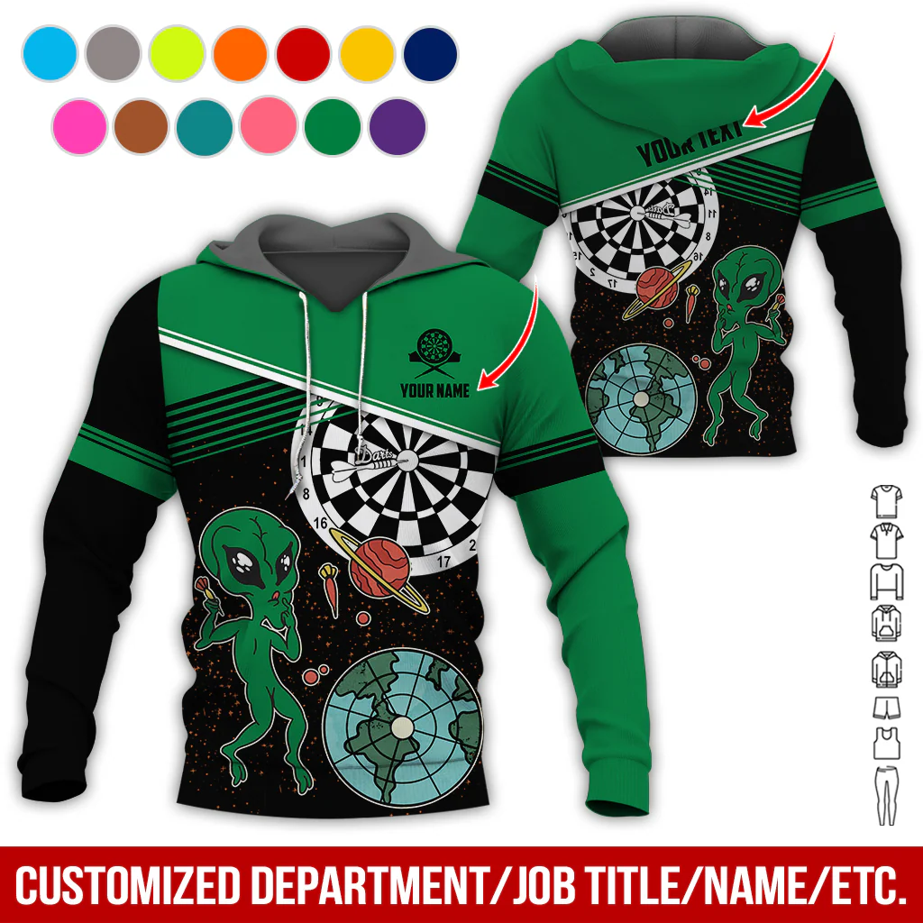Customized Name & Text Darts Premium Hoodie, Aliens & Space Hoodie, Perfect Gift For Darts Lovers, Friend, Family - Image 8