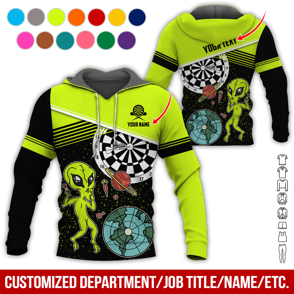 Customized Name & Text Darts Premium Hoodie, Aliens & Space Hoodie, Perfect Gift For Darts Lovers, Friend, Family - Image 9