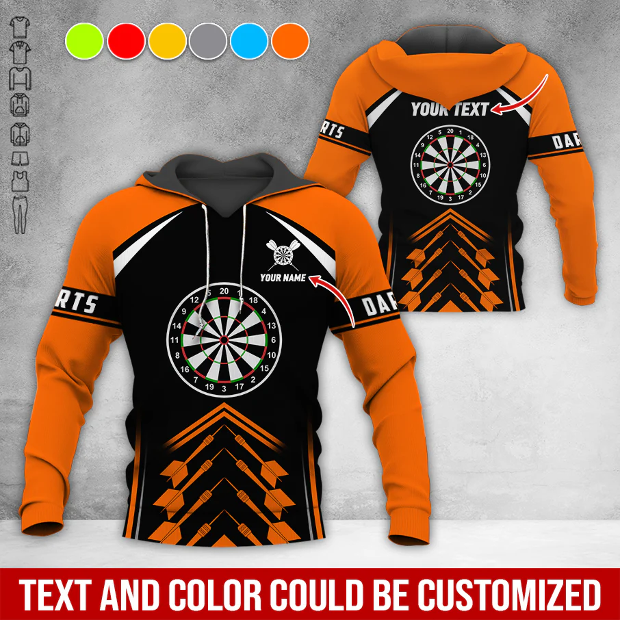 Customized Name & Text Darts Premium Hoodie, Custom Color Darts Pattern For Men & Women Hoodie, Perfect Gift For Darts Lovers, Darts Player - Image 10