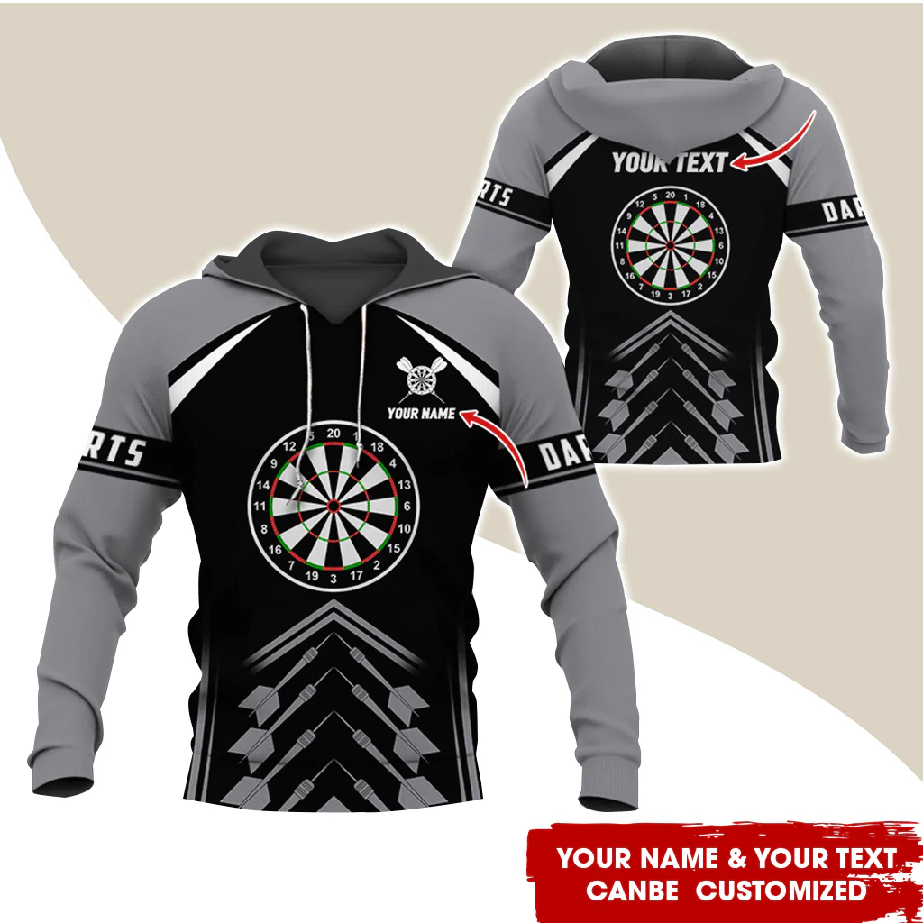 Customized Name & Text Darts Premium Hoodie, Custom Color Darts Pattern For Men & Women Hoodie, Perfect Gift For Darts Lovers, Darts Player - Image 2
