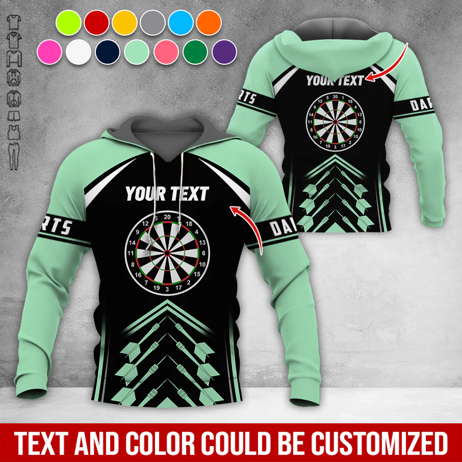 Customized Name & Text Darts Premium Hoodie, Custom Color Darts Pattern For Men & Women Hoodie, Perfect Gift For Darts Lovers, Darts Player - Image 4