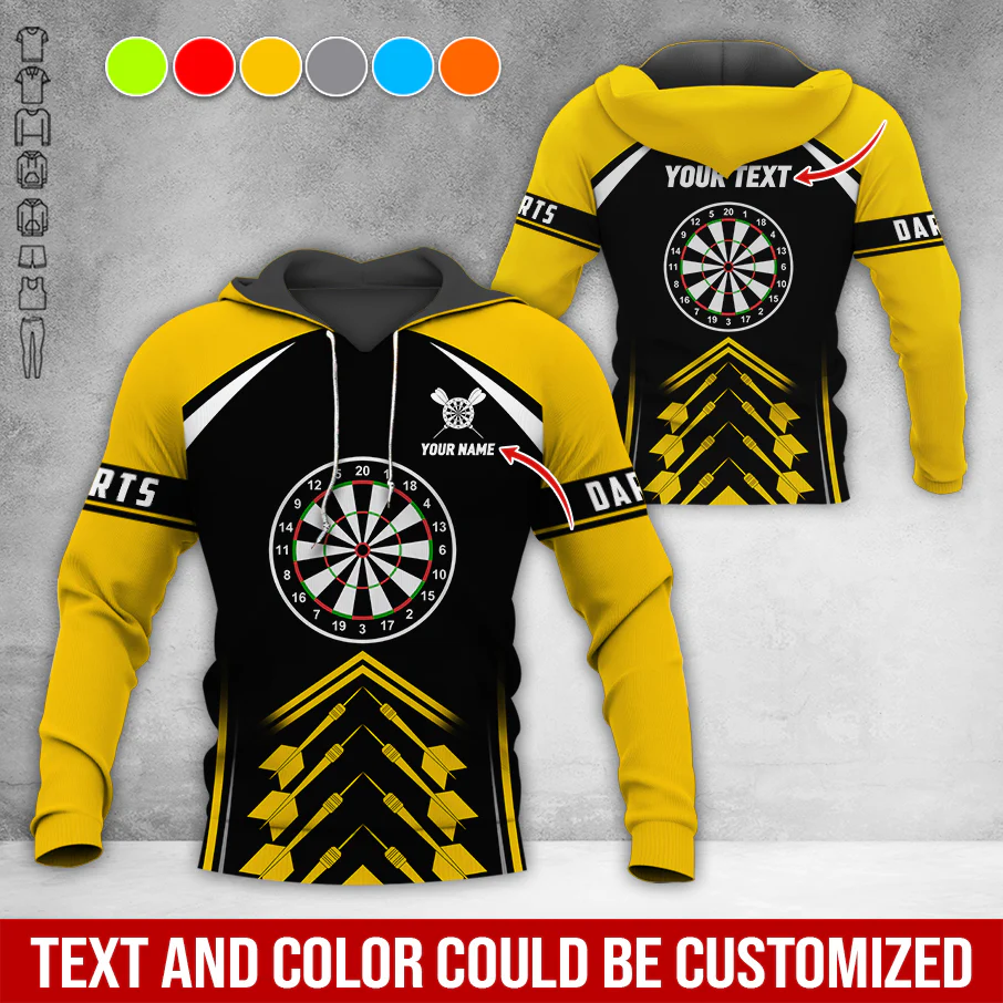 Customized Name & Text Darts Premium Hoodie, Custom Color Darts Pattern For Men & Women Hoodie, Perfect Gift For Darts Lovers, Darts Player - Image 5