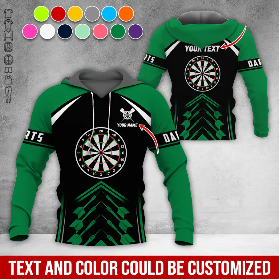 Customized Name & Text Darts Premium Hoodie, Custom Color Darts Pattern For Men & Women Hoodie, Perfect Gift For Darts Lovers, Darts Player - Image 6