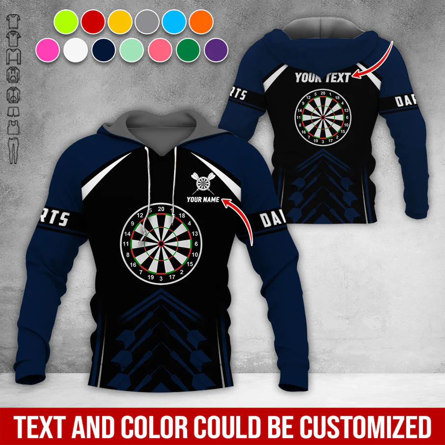 Customized Name & Text Darts Premium Hoodie, Custom Color Darts Pattern For Men & Women Hoodie, Perfect Gift For Darts Lovers, Darts Player - Image 8
