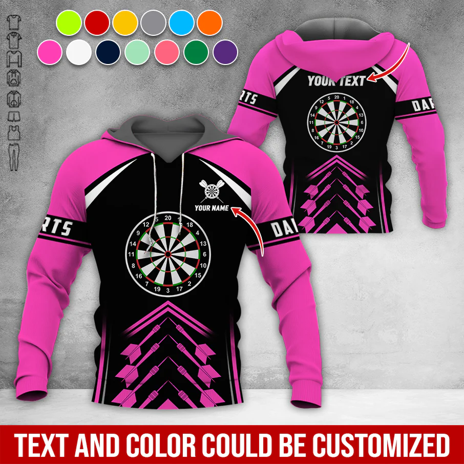 Customized Name & Text Darts Premium Hoodie, Custom Color Darts Pattern For Men & Women Hoodie, Perfect Gift For Darts Lovers, Darts Player - Image 9