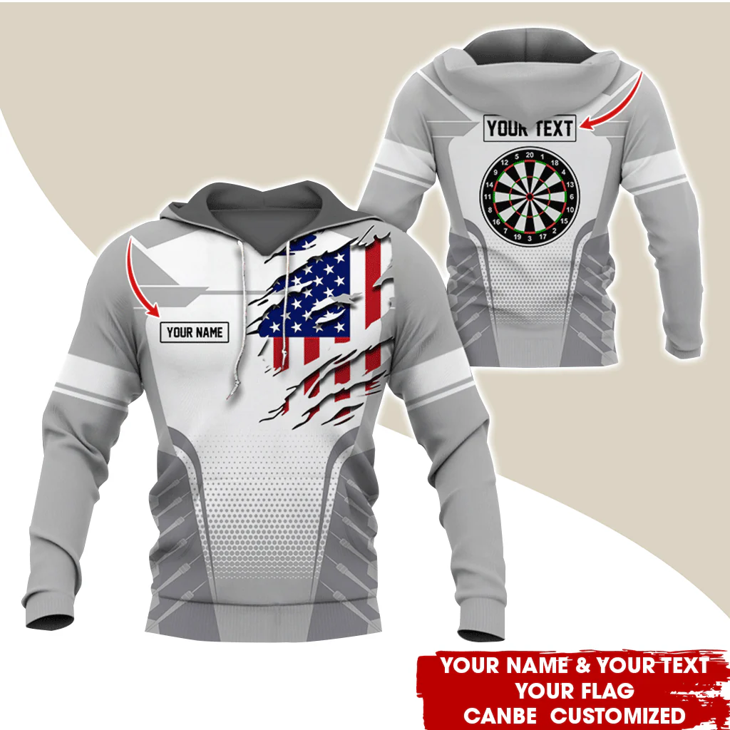 Customized Name & Text Darts Premium Hoodie, Custom Your Flag & Darts Hoodie, Perfect Gift For Darts Lovers, Darts Player - Image 2
