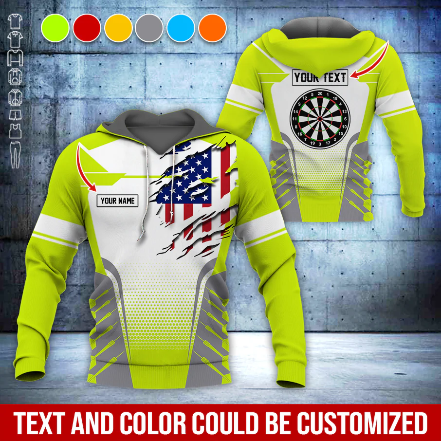 Customized Name & Text Darts Premium Hoodie, Custom Your Flag & Darts Hoodie, Perfect Gift For Darts Lovers, Darts Player - Image 3