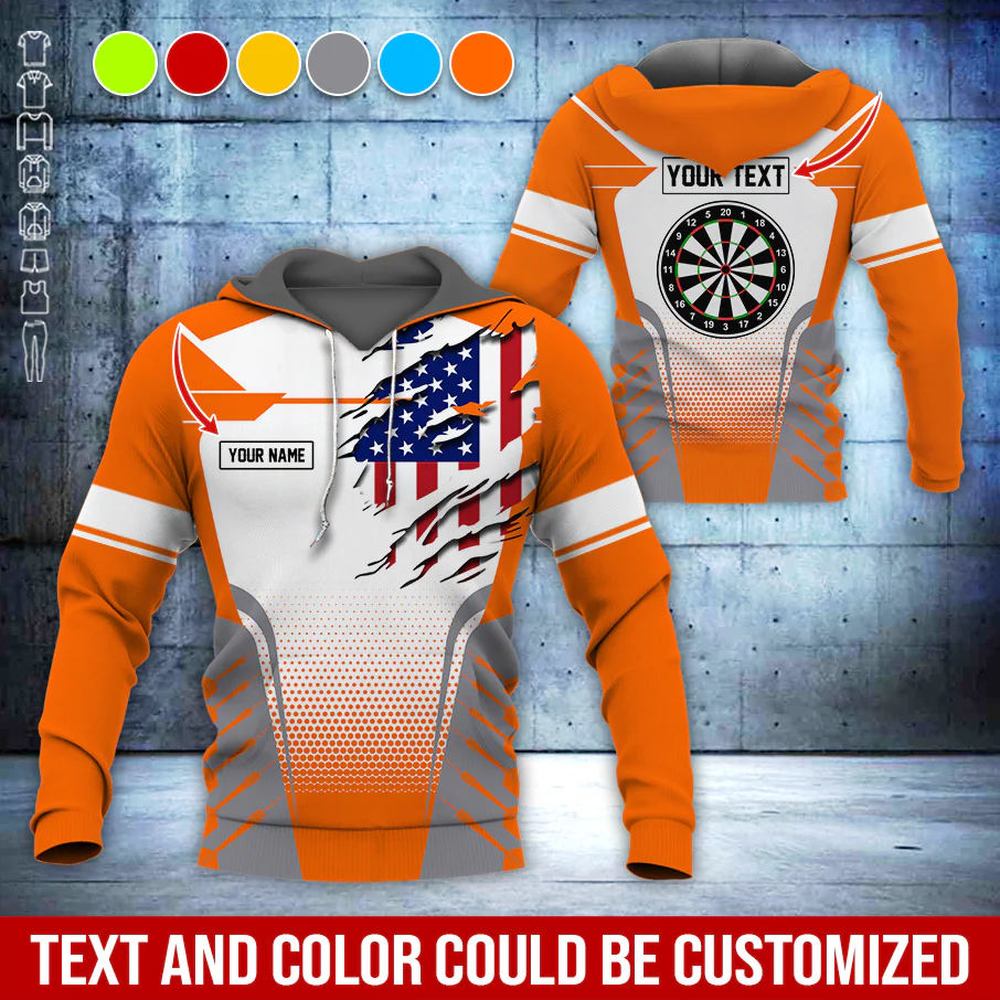 Customized Name & Text Darts Premium Hoodie, Custom Your Flag & Darts Hoodie, Perfect Gift For Darts Lovers, Darts Player - Image 4