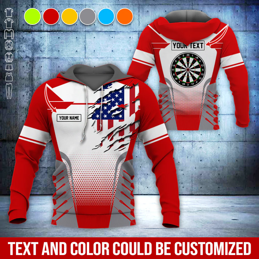 Customized Name & Text Darts Premium Hoodie, Custom Your Flag & Darts Hoodie, Perfect Gift For Darts Lovers, Darts Player - Image 5