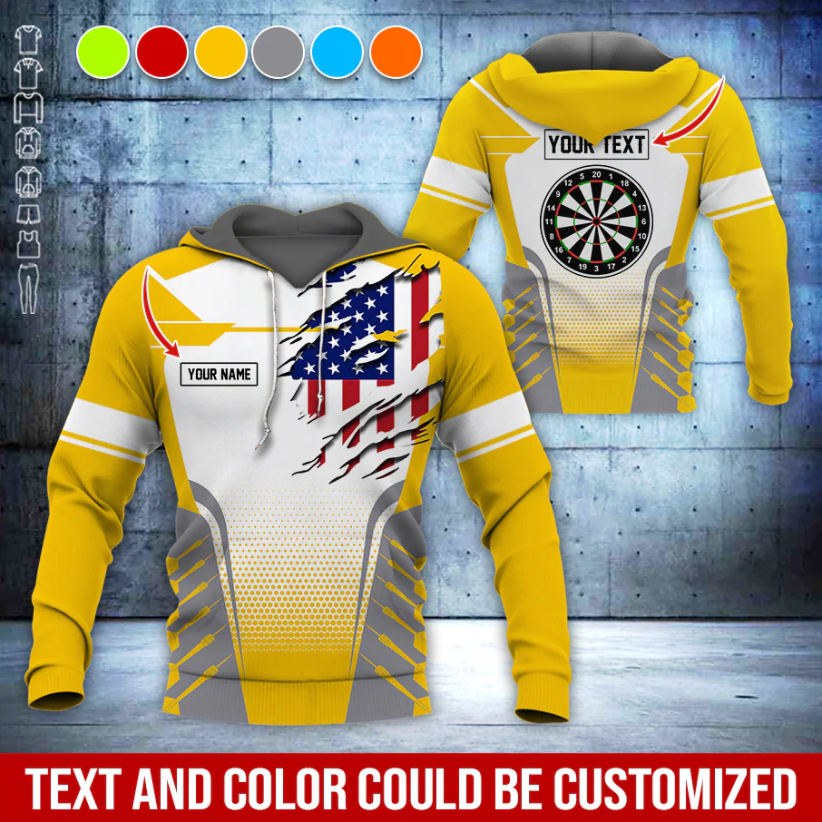 Customized Name & Text Darts Premium Hoodie, Custom Your Flag & Darts Hoodie, Perfect Gift For Darts Lovers, Darts Player - Image 6