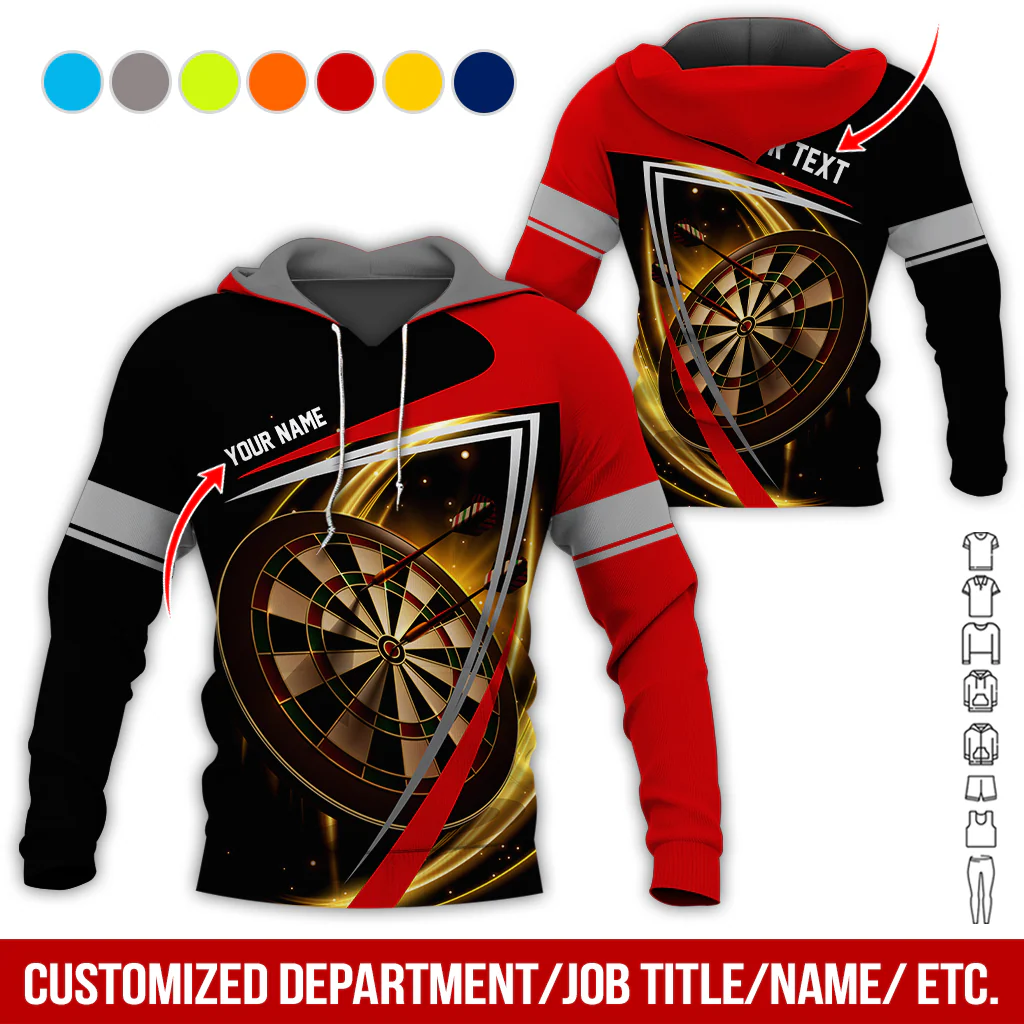 Customized Name & Text Darts Premium Hoodie, Dartboard Pattern Hoodie For Men & Women - Gift For Darts Lovers, Friend, Family - Image 6