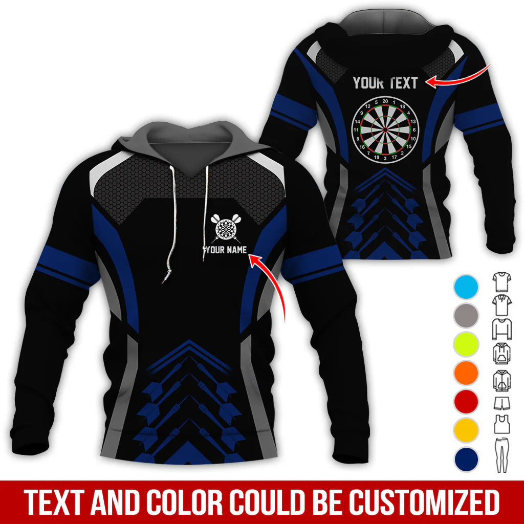 Customized Name & Text Darts Premium Hoodie, Dartboards Pattern Hoodie For Darts Player, Perfect Gift For Darts Lovers, Friend, Family - Image 4
