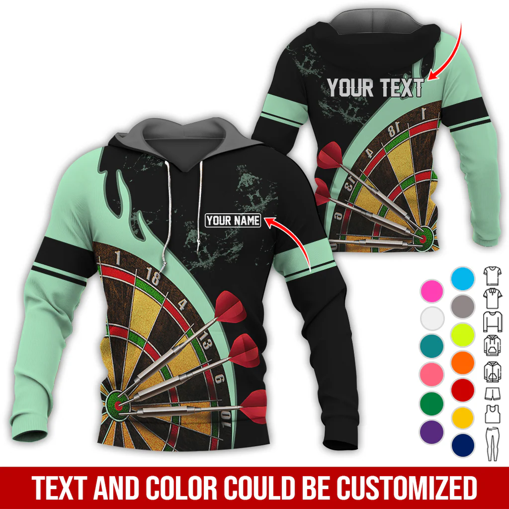 Customized Name & Text Darts Premium Hoodie, Darts & Fire Pattern Hoodie, Perfect Gift For Darts Lovers, Darts Player - Image 12